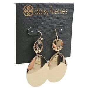 Daisy Fuentes Sparkly Teardrop circle Gold Tone dangle drop Earrings NWT
